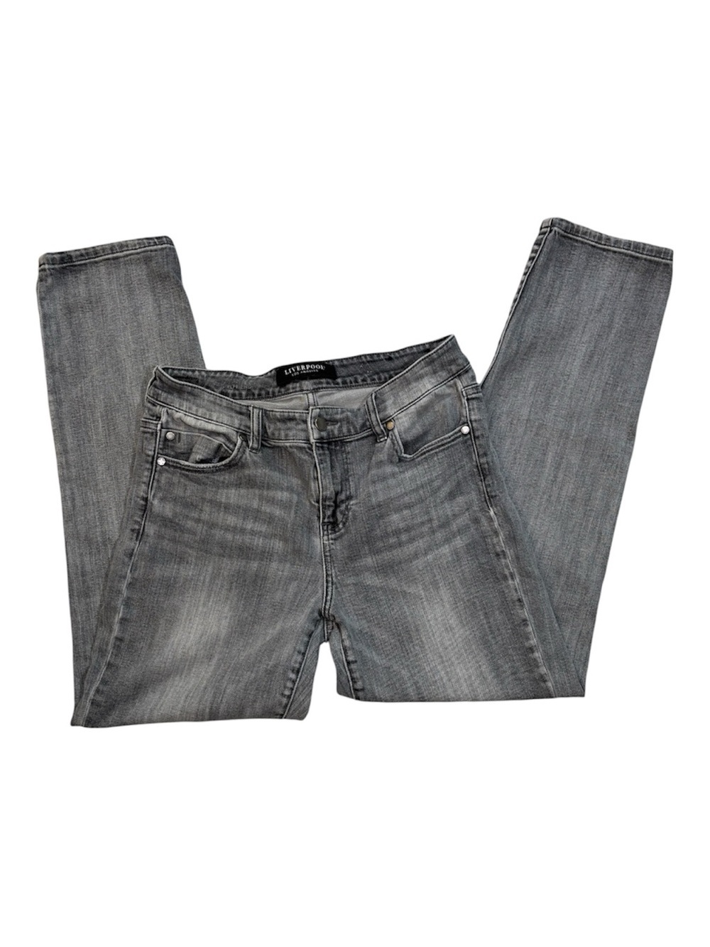 Liverpool LA Gray Jeans, Girlfriend Denim, Washed Gray, Size 6, Sheridan, EUC